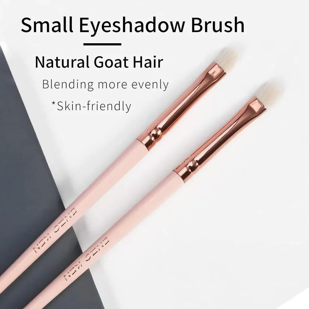 Enzo E403S Mini Size Pink Natural Bristle Goat Hair Professional Eye Brush